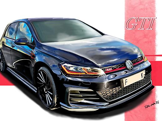 汽车手绘 高尔夫GTI