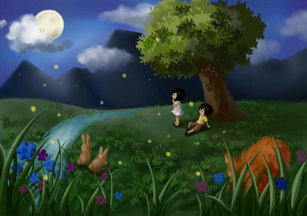 儿童书插画场景设计-萤火森林|插画|儿童插画|会飞的荷子 - 原创作品 