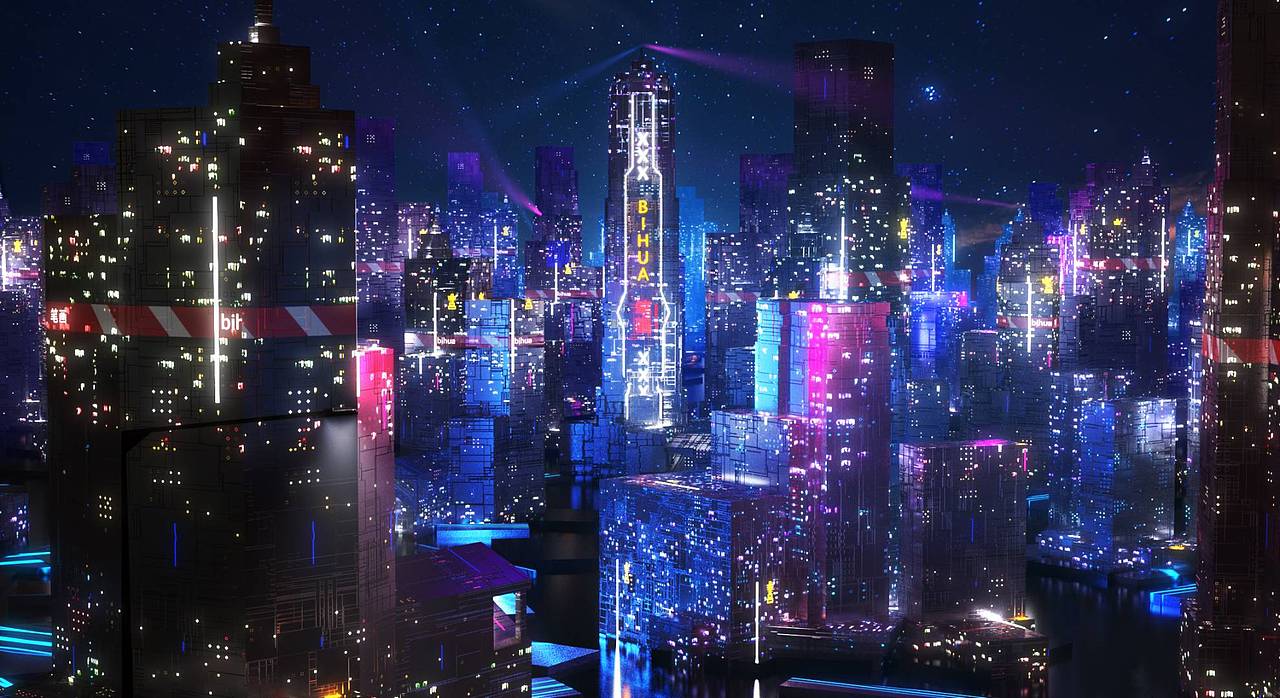 redshift的城市赛博朋克场景