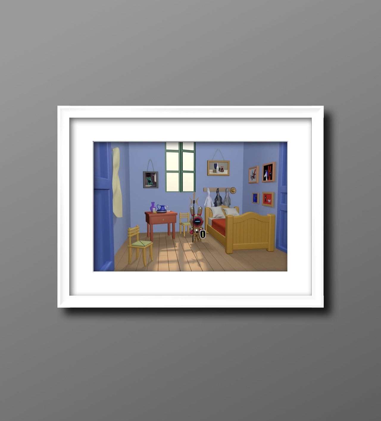 梵高的卧室里站着一位骑士,刘晓俊数字艺术一仔兔