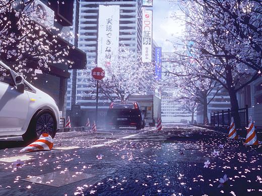虚幻4渲染场景--樱花街道