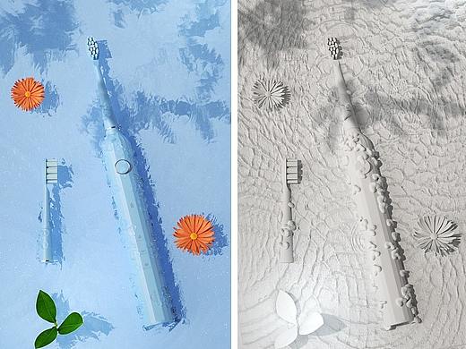 电动牙刷详情C4D建模OC渲染