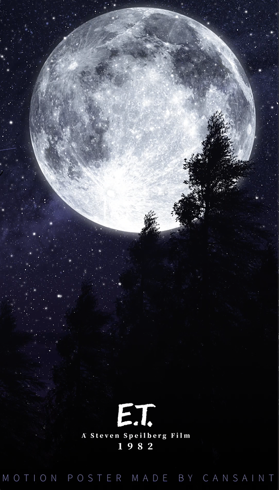中秋节动态海报,致敬史蒂文·斯皮尔伯格1982年《E.T》