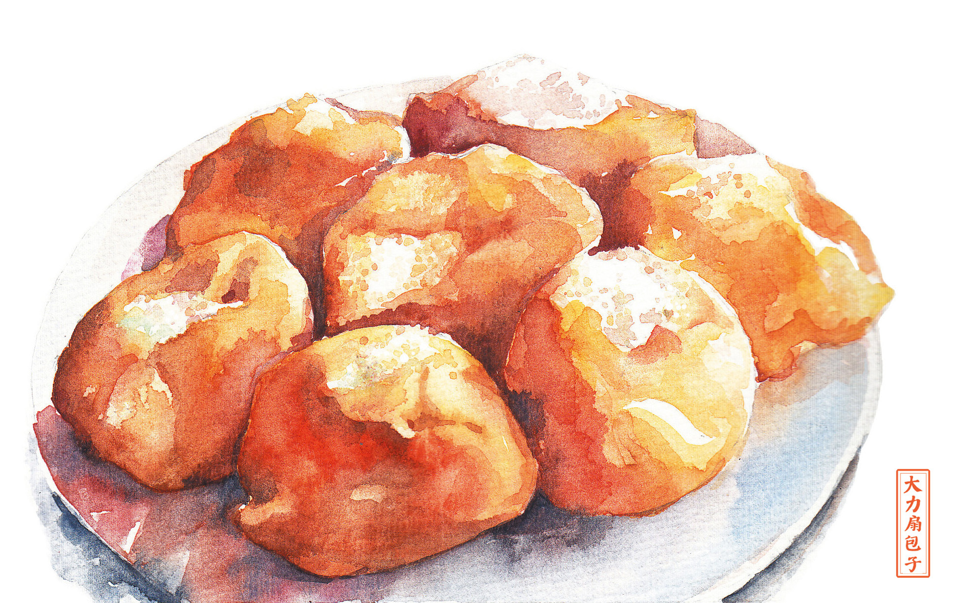 【原创水彩】无鲜勿落饭插画|台州美食