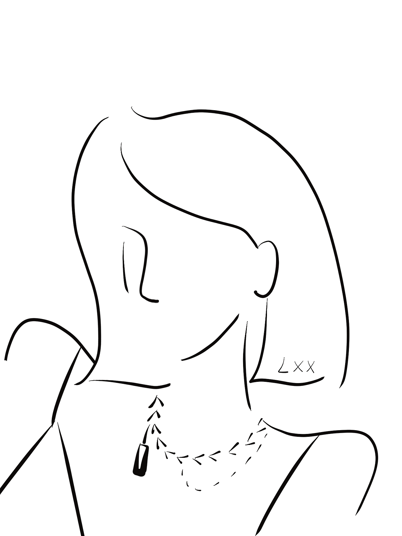 极简风抽象线条设计黑白插画简笔装饰手绘少女