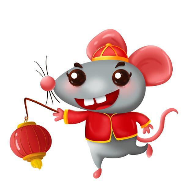 手绘2020新年卡通小老鼠表情包