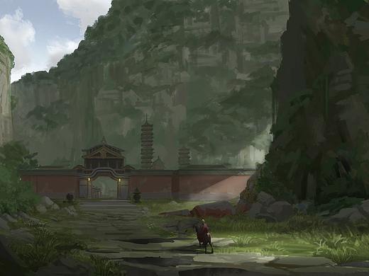 禅院场景概念插画