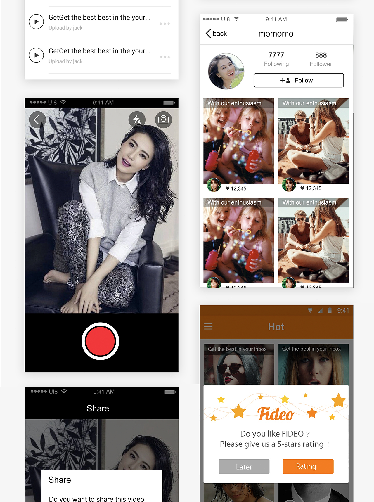fideo--短视频社交APP（图ZNDEwOTA2MTY=） - APP界面 - 站酷设计师李心贤原创素材 - 站酷ZCOOL