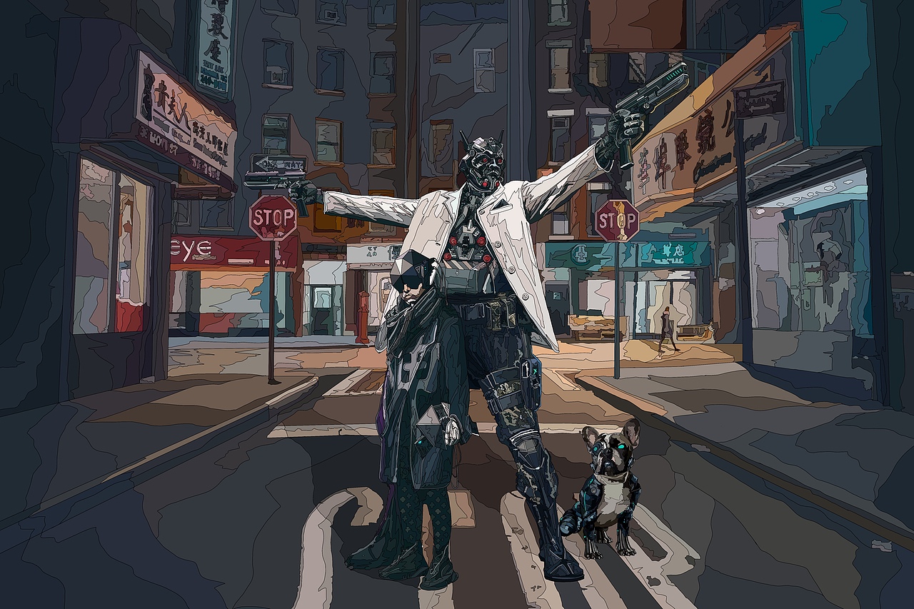 机械城市印象——赛博朋克风格插画创作(续)