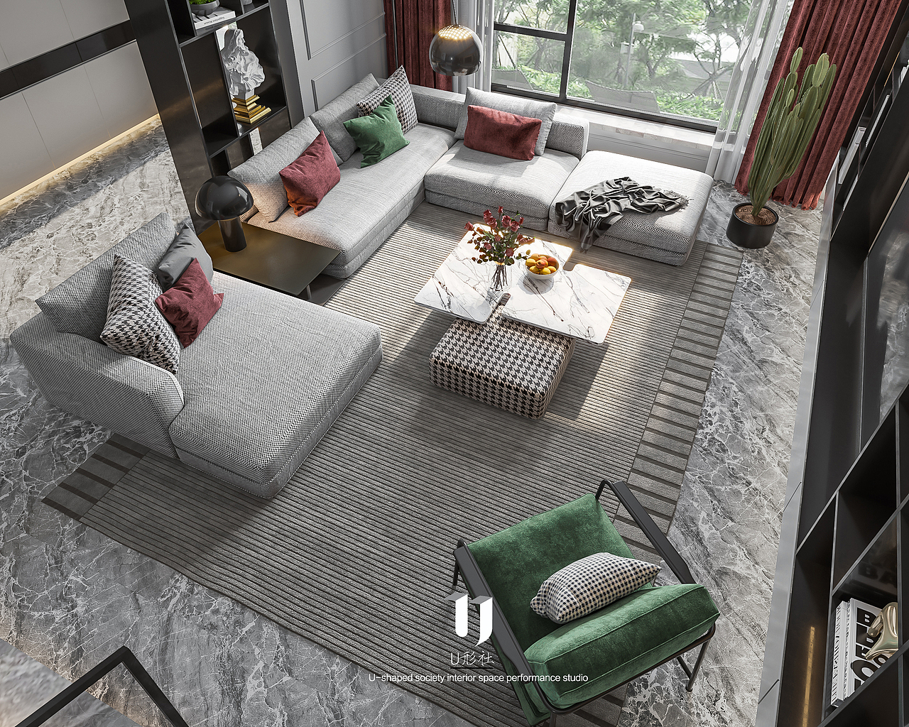 现代住宅 / Red And Green（图ZMTk1NTE4MDMy） - 家装设计 - 站酷设计师U形社原创素材 - 站酷ZCOOL