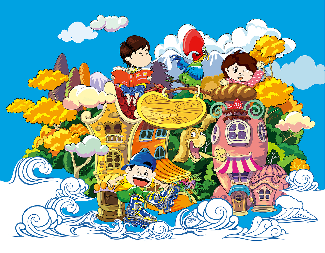 幼儿园墙体插画设计