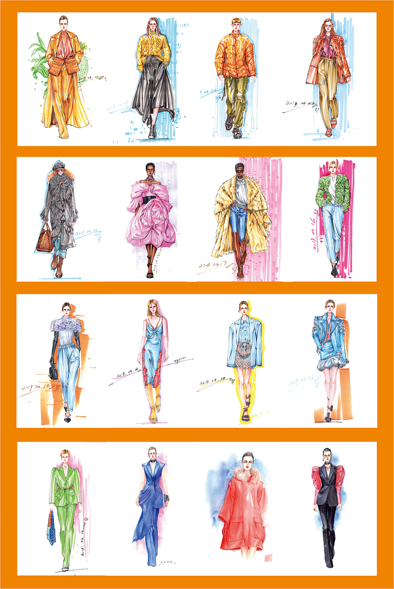 服装手绘～马克笔水彩时装画（图ZMTU2NTkwNzg4） - 休闲/流行服饰 - 站酷设计师零一手绘原创素材 - 站酷ZCOOL