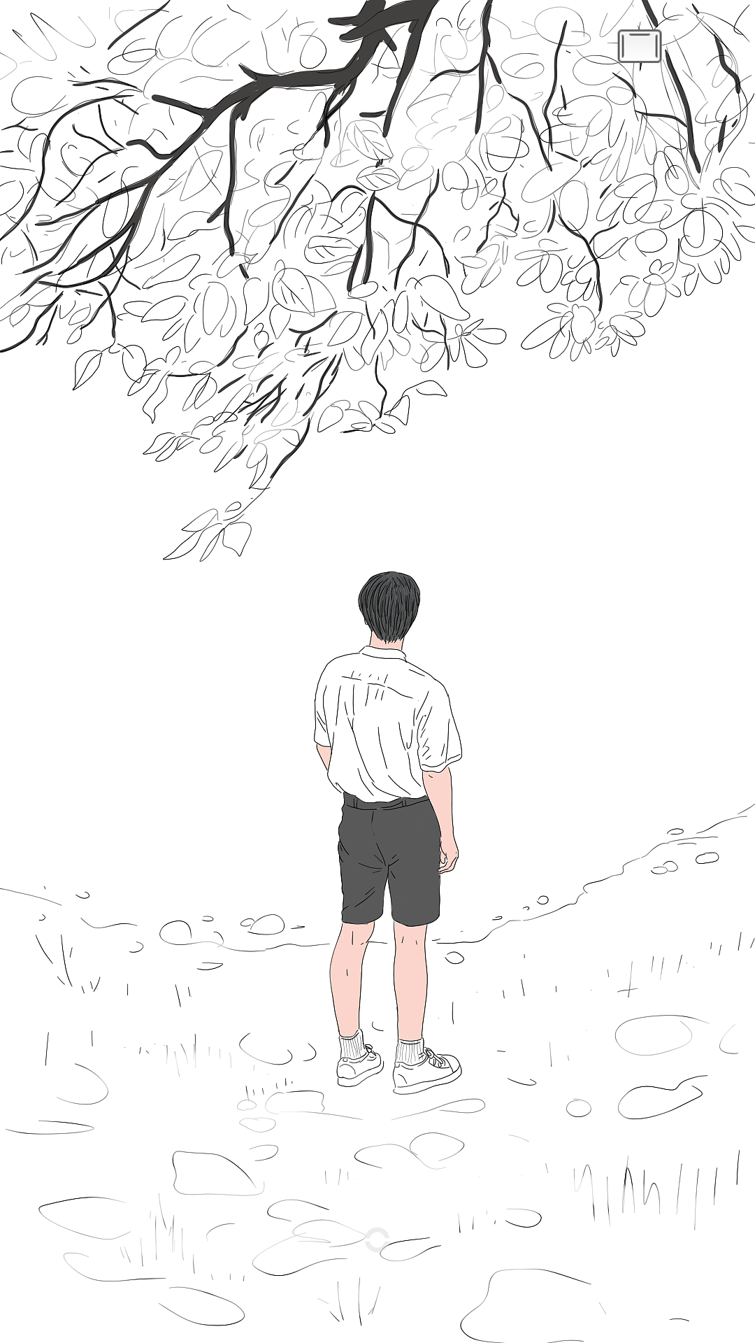 手机指绘人物插画·春水