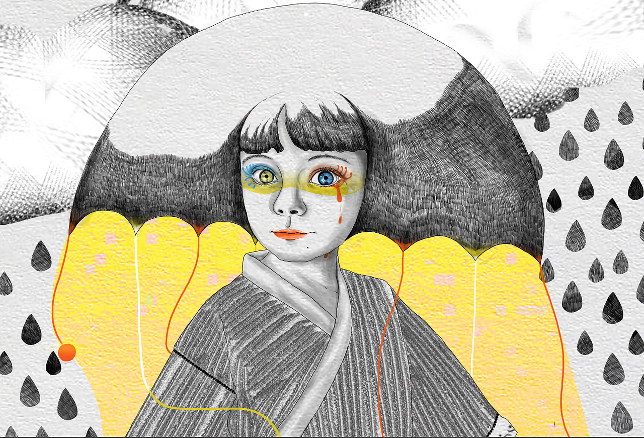 伞少女（图ZNTEyMjg0OTY=） - 艺术插画 - 站酷设计师撑着伞原创素材 - 站酷ZCOOL