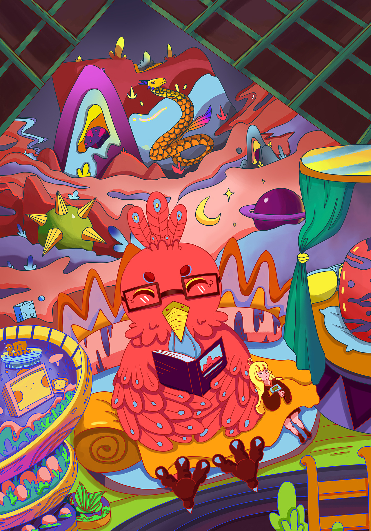 小女孩和咯咯哒系列故事（图ZMjQ2MjA2NjQw） - 艺术插画 - 站酷设计师芒芒果干原创素材 - 站酷ZCOOL