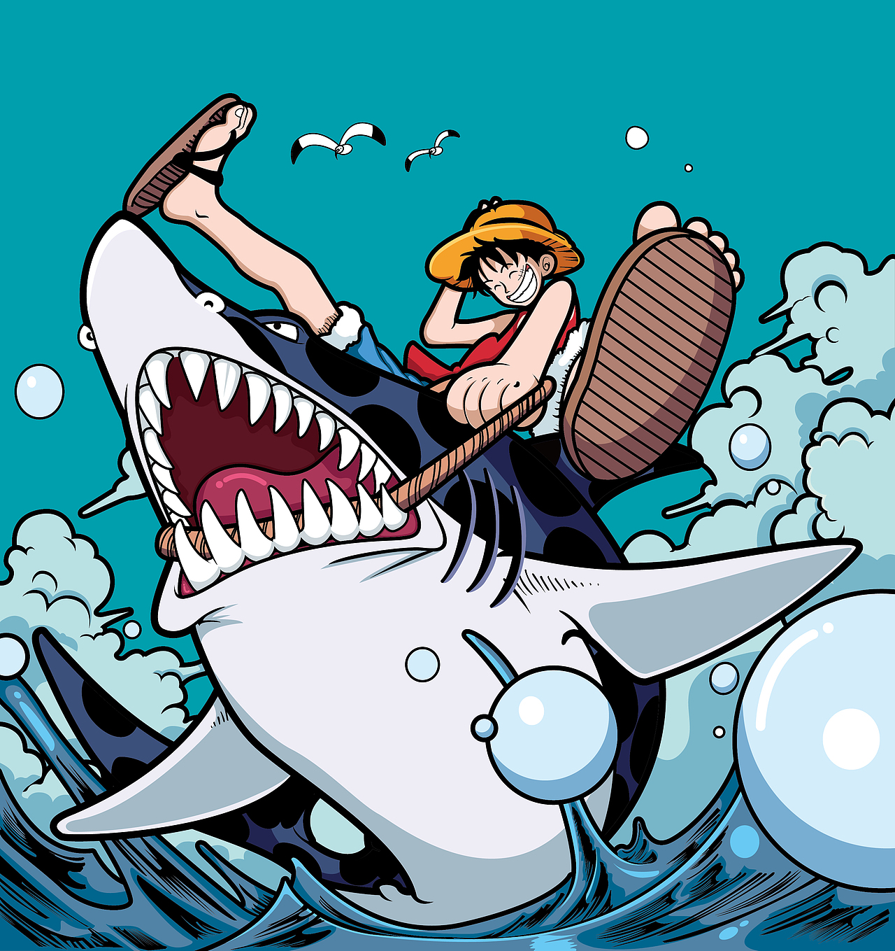 ai矢量插画重新绘制海贼王漫画插图不定期更新