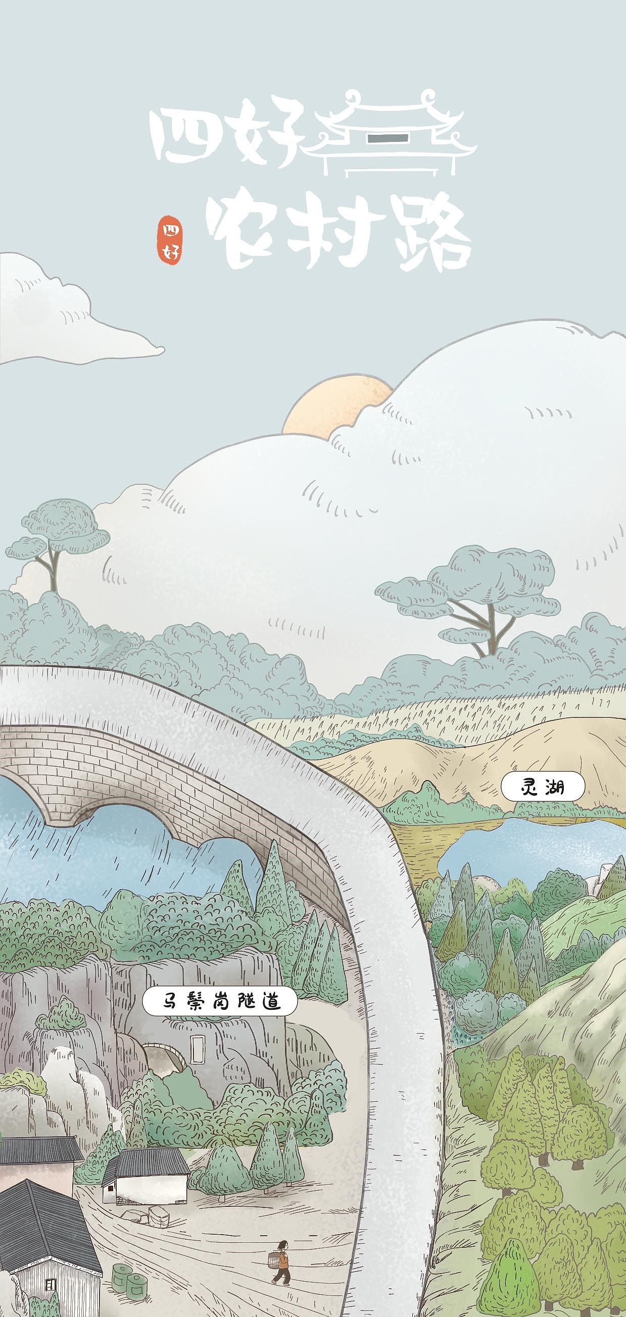 手绘长途 四好农村路（图ZMjc2MjI1OTE2） - 商业插画 - 站酷设计师小鸽dream原创素材 - 站酷ZCOOL