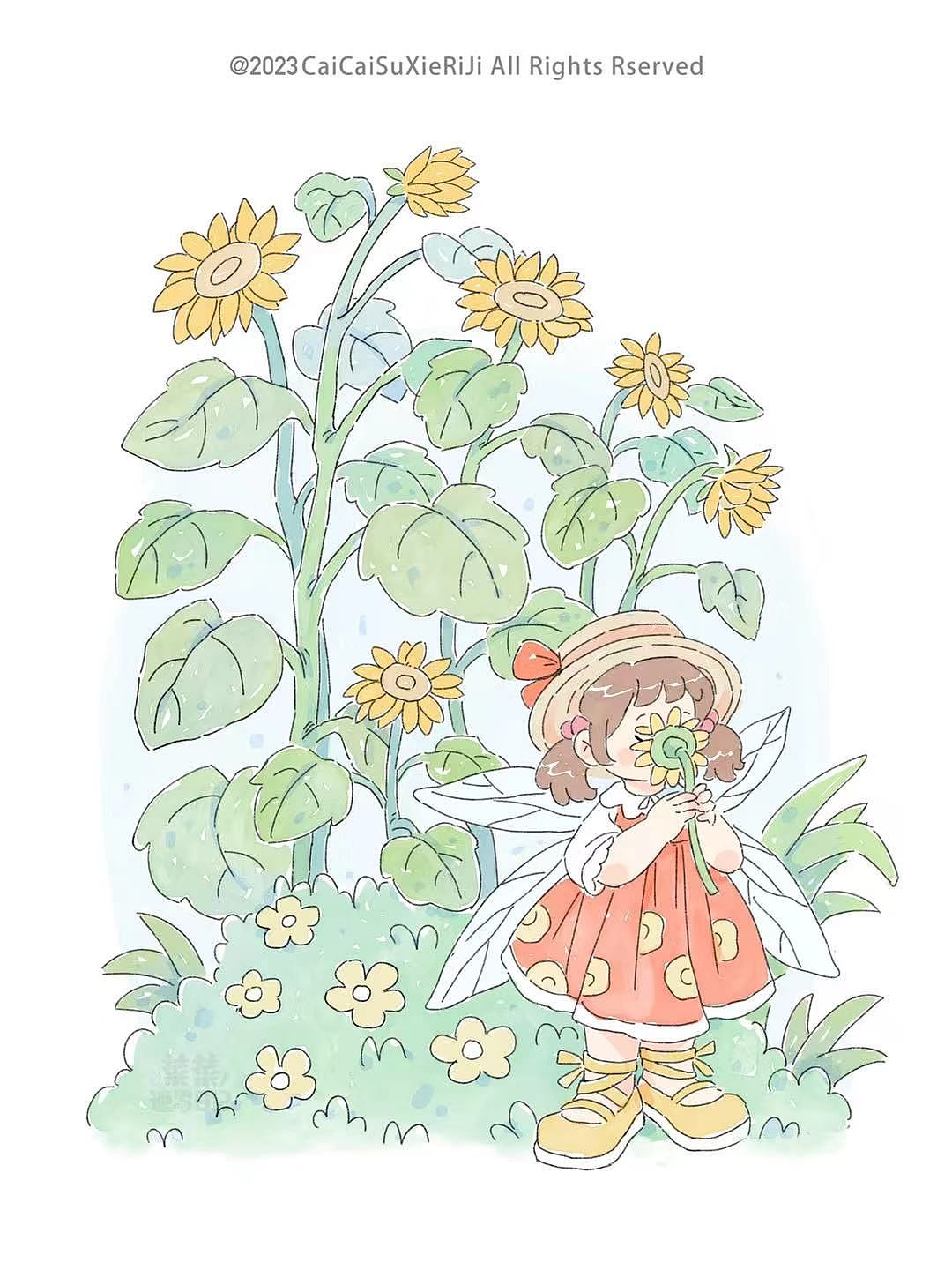iPad淡彩小场景插画/植物少女（图ZMzI3NTM4MjQ4） - 儿童插画 - 站酷设计师菜菜速写原创素材 - 站酷ZCOOL