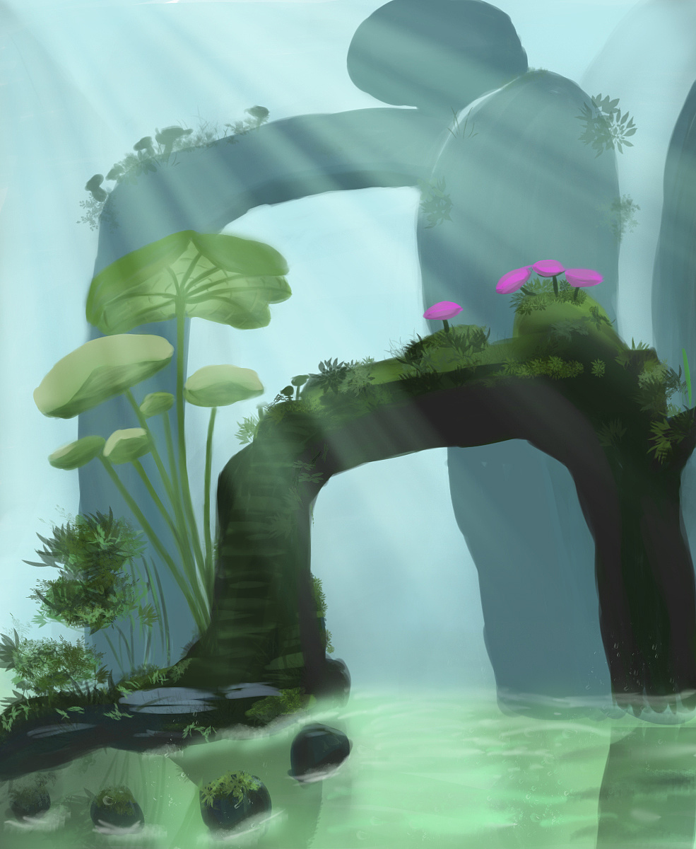 水潭岩洞手绘|插画|创作习作|饭团子9465 - 原创作品 - 站酷 (zcool)