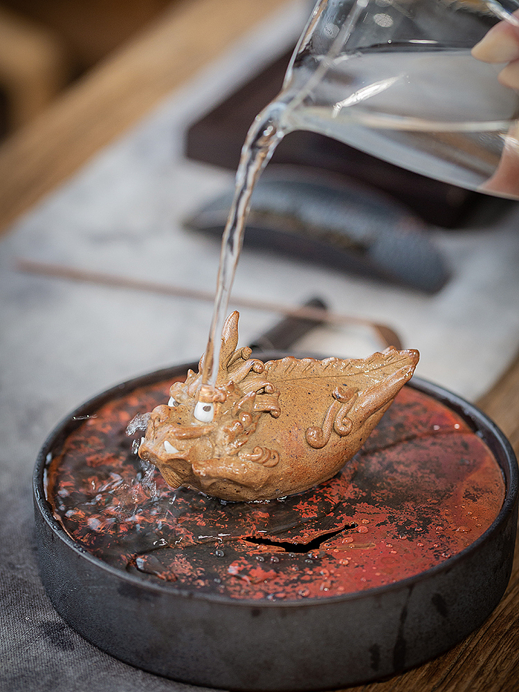 器十二 景德镇 手工捏雕龙九子嘲风 茶宠香插摆件