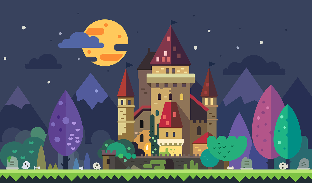 扁平化风格绘图临摹 城堡（图ZNzQ3ODUzNTI=） - 图案 - 站酷设计师周翊原创素材 - 站酷ZCOOL