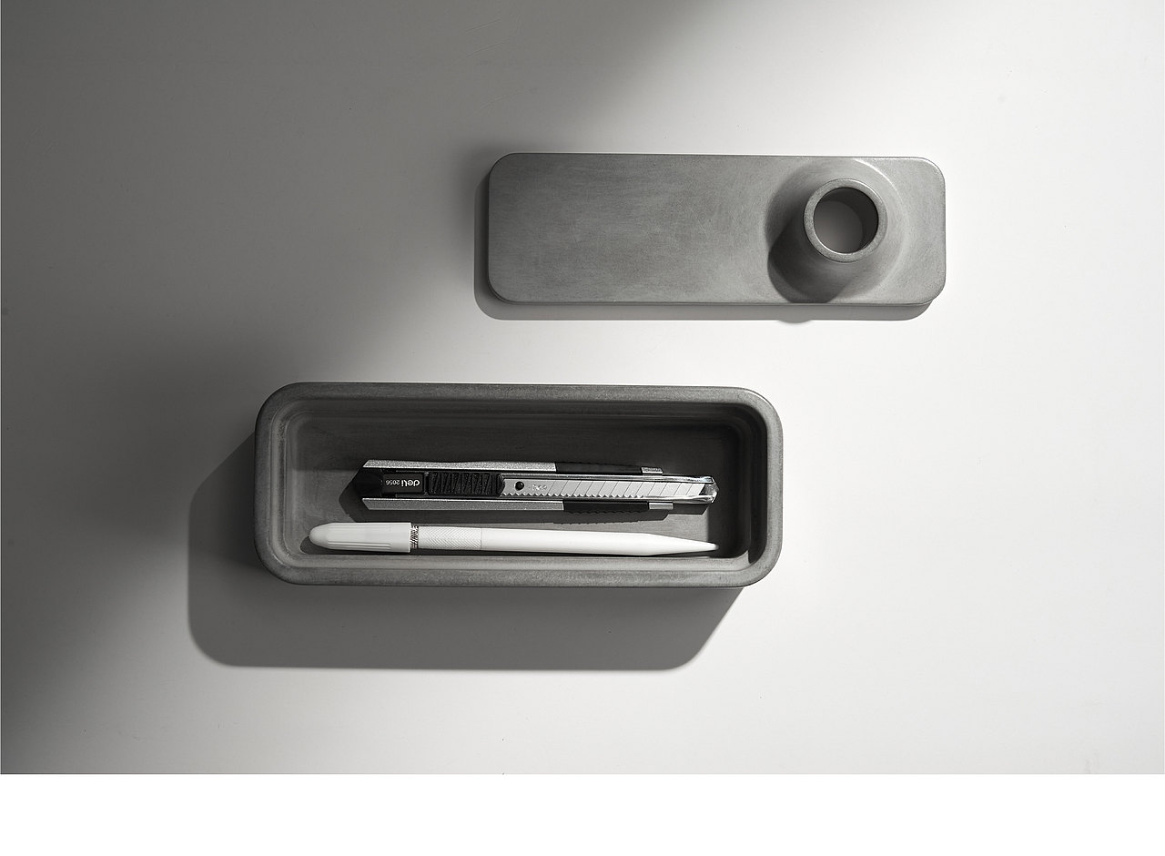 尘市集|水泥长条笔盒独特造型桌面收纳混凝土原创设计