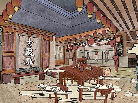 丽彩天祥酒店插画壁画城市