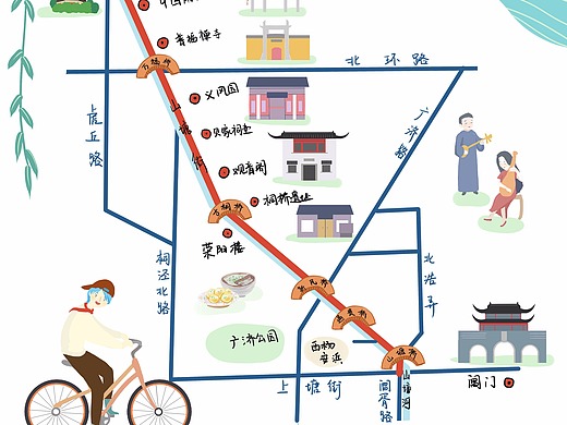 苏州手绘地图4年前一只小小的甲壳虫插画-商业插画苏州万丽万豪酒店