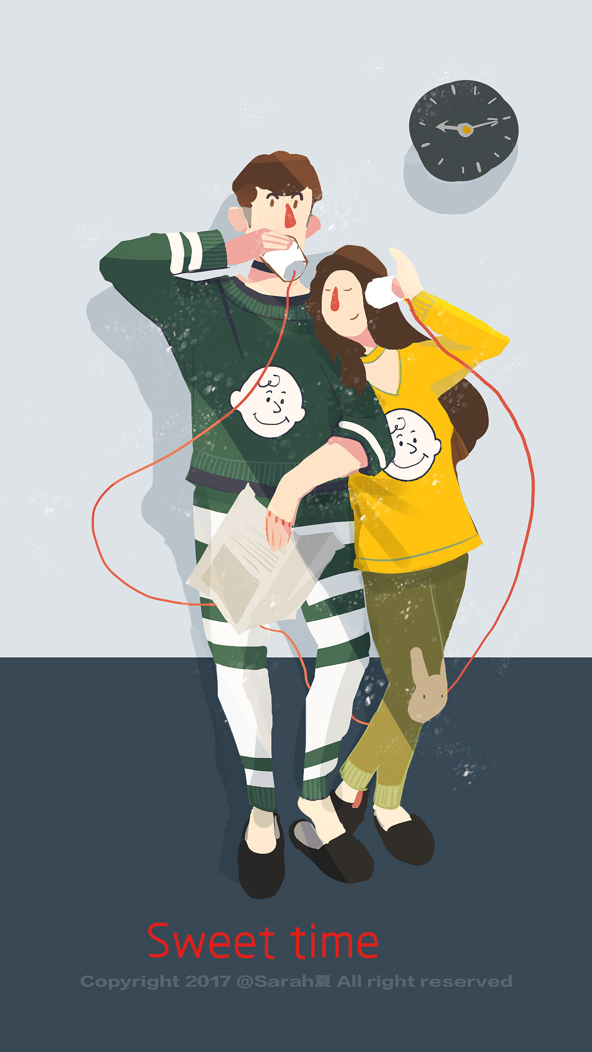 红鼻子—甜蜜时光（图ZNzUwMTg1NjQ=） - 商业插画 - 站酷设计师夏月sarah原创素材 - 站酷ZCOOL