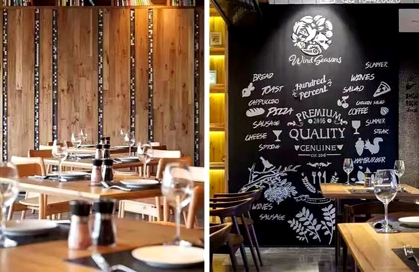 【青枫西餐厅黑板画墙绘】