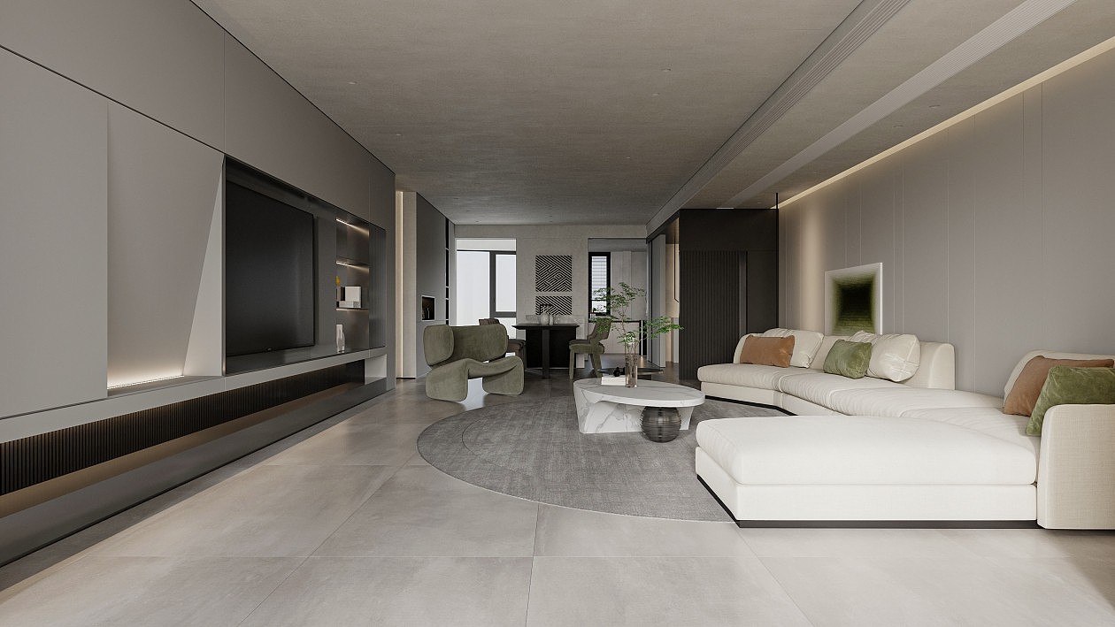 现代黑灰白客餐厅