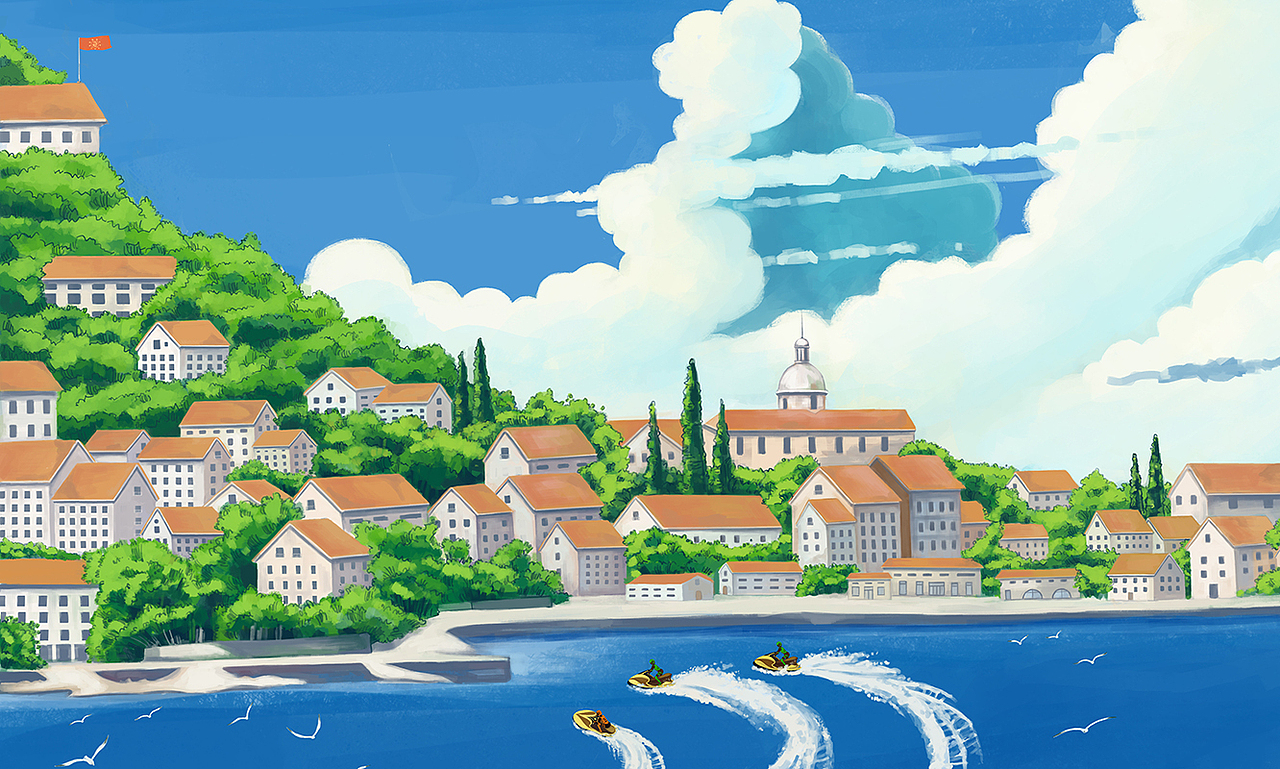 大佛、鲸鱼、瀑布