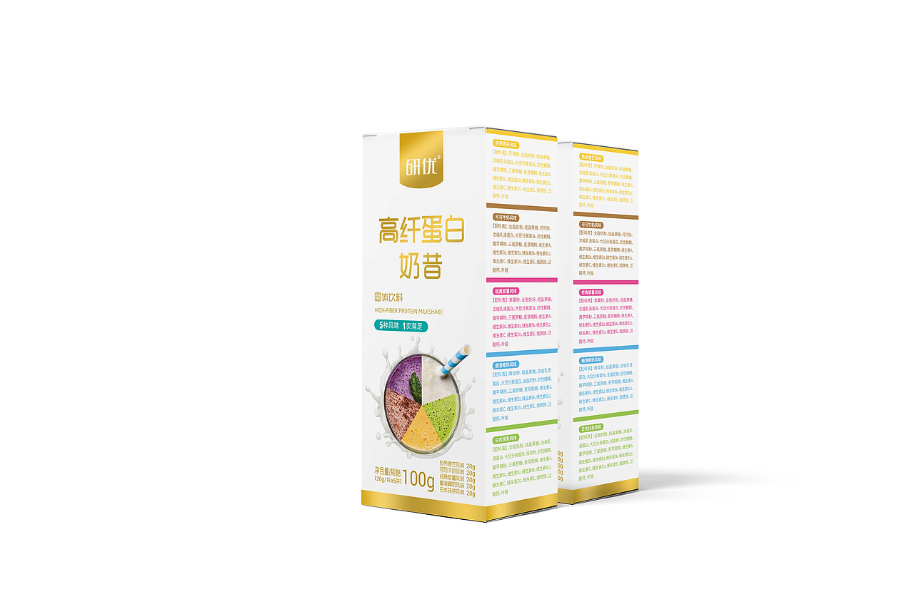 April作品「 研优 」高纤蛋白奶昔（五口味）包装设计