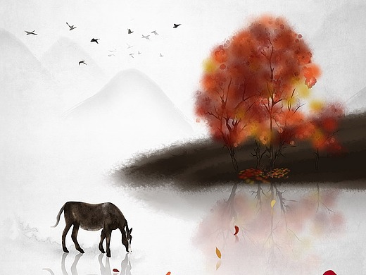 古风手绘《以梦为马不负韶华》水墨风景禅意画24节气