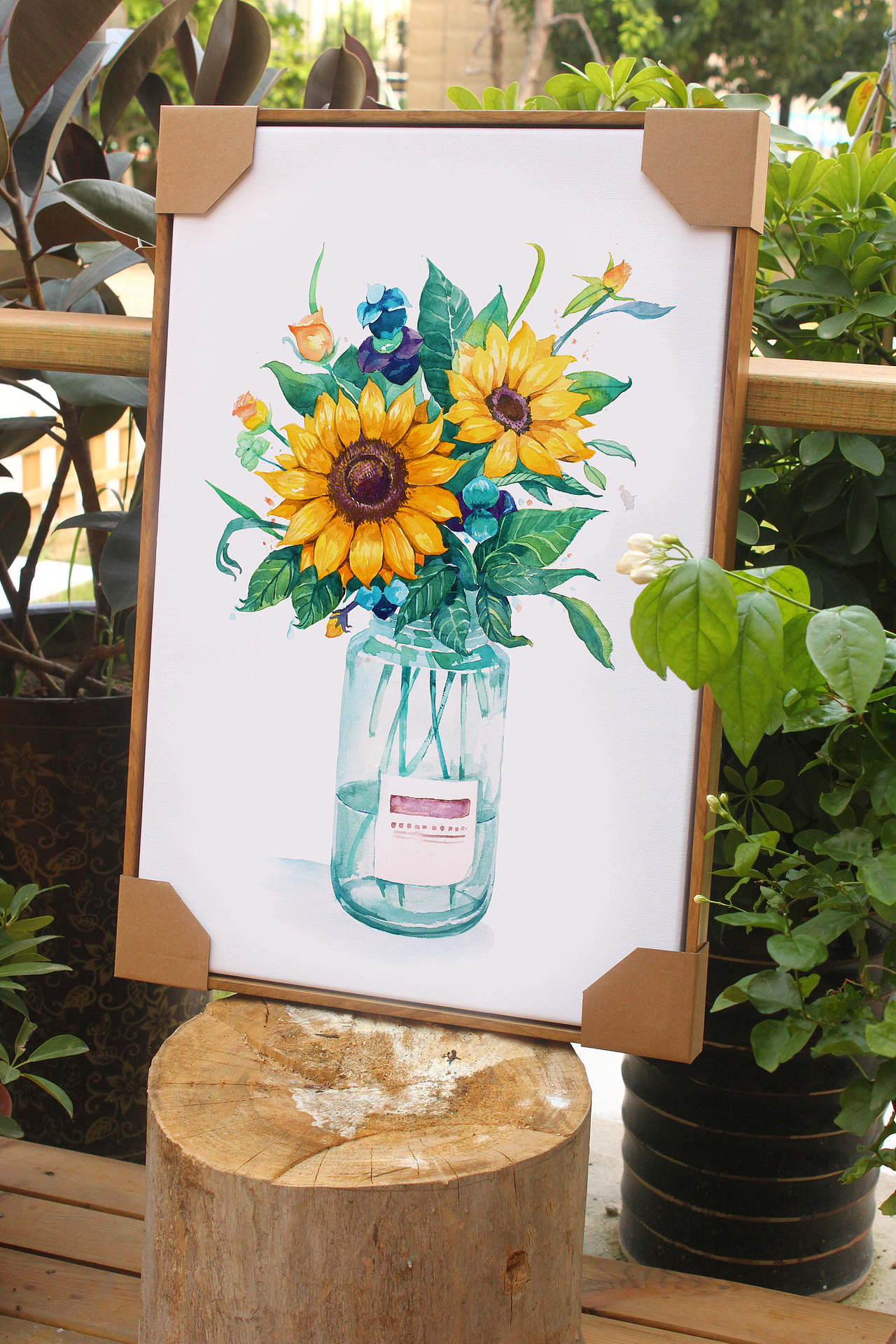 水彩清新文艺简约植物花卉