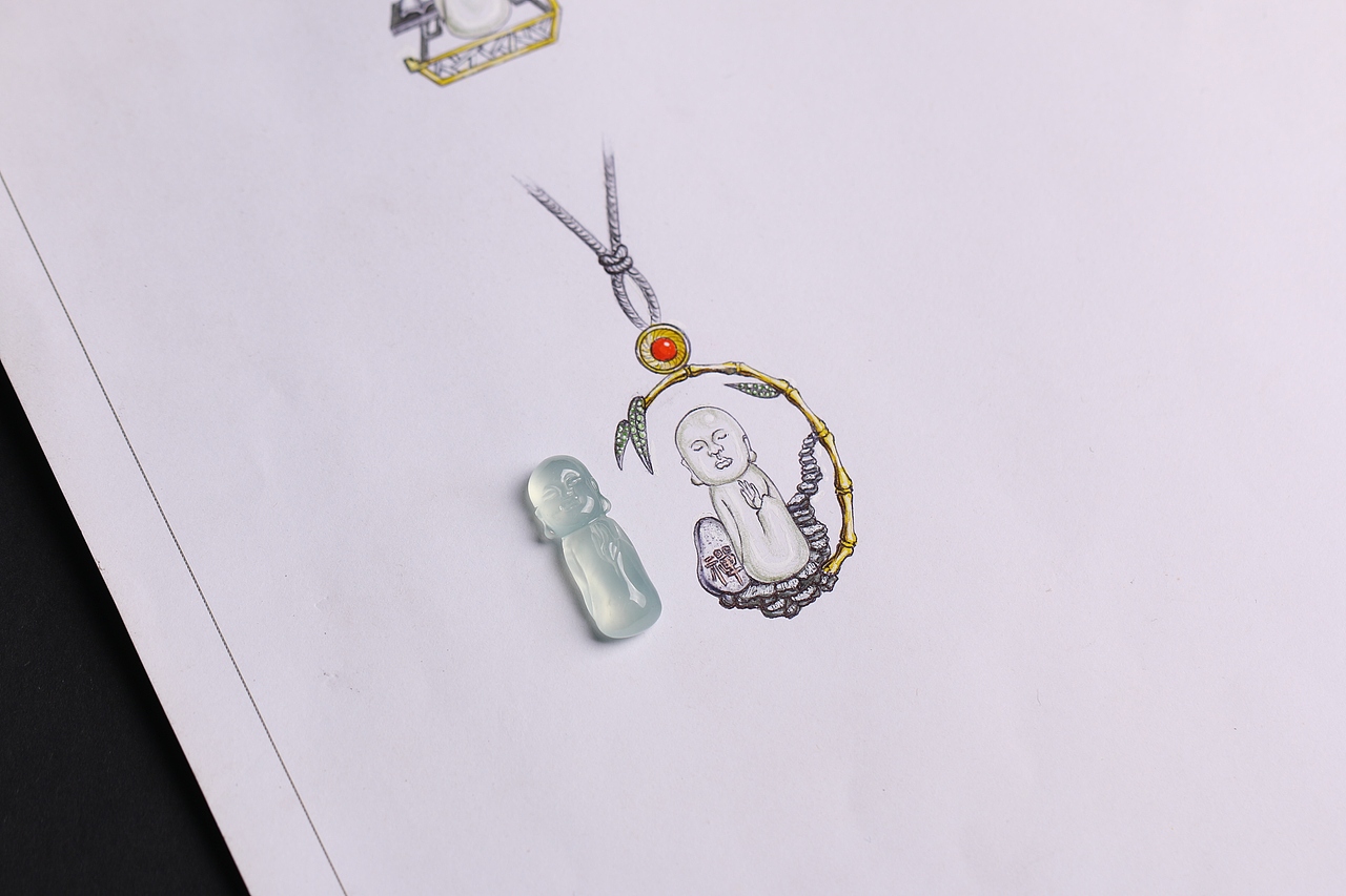 蚂蚁创意珠宝工作室 高端个人定制产品《小沙弥》（图ZOTg4NDc3OTI=） - 首饰设计 - 站酷设计师蚂蚁创意珠宝原创素材 - 站酷ZCOOL