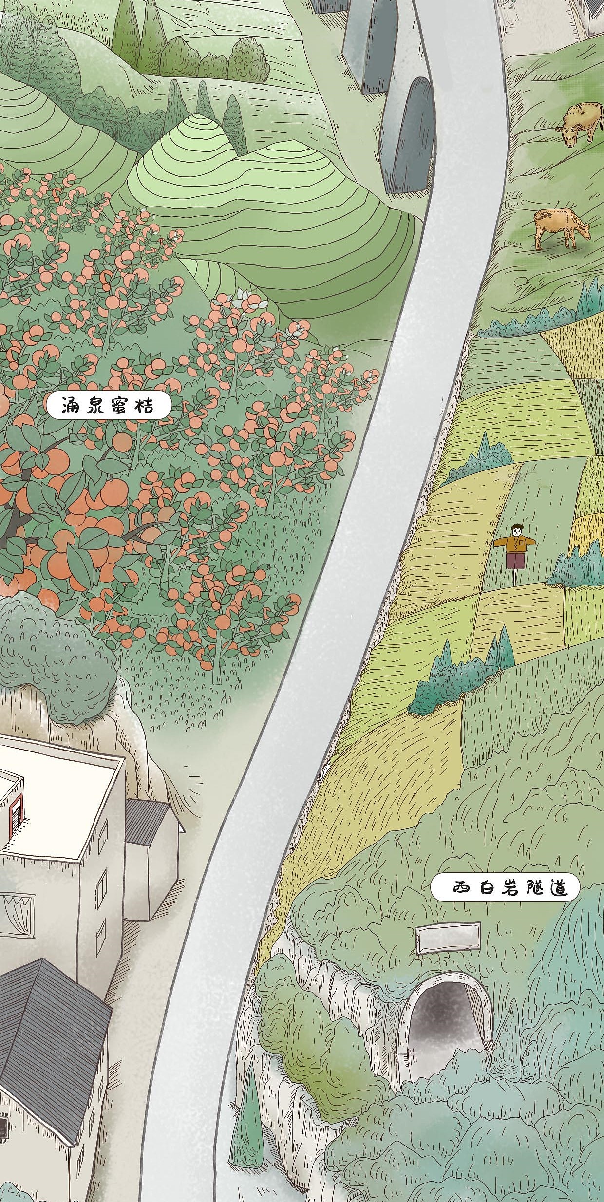 手绘长途 四好农村路（图ZMjc2MjI1OTI4） - 商业插画 - 站酷设计师小鸽dream原创素材 - 站酷ZCOOL
