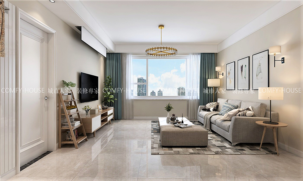 章丘玉兰花园简约风格装修效果图,济南装饰公司