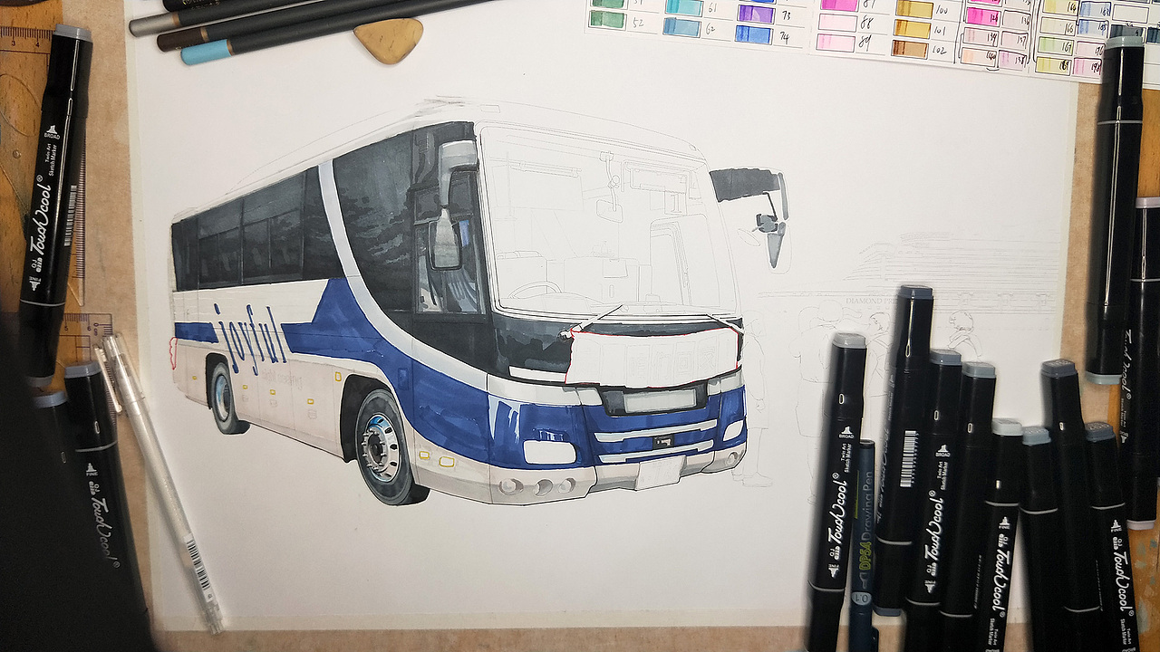 中国同胞《走,咱们回家!》马克笔手绘记录历史感人瞬间