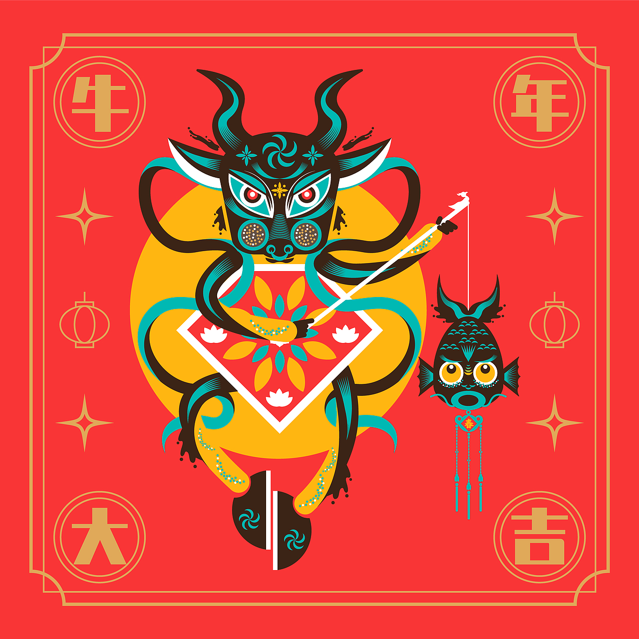 福牛贺岁 牛年大吉（图ZMjQxMzYyMzU2） - 创作习作 - 站酷设计师DODO嘟嘟鸟原创素材 - 站酷ZCOOL