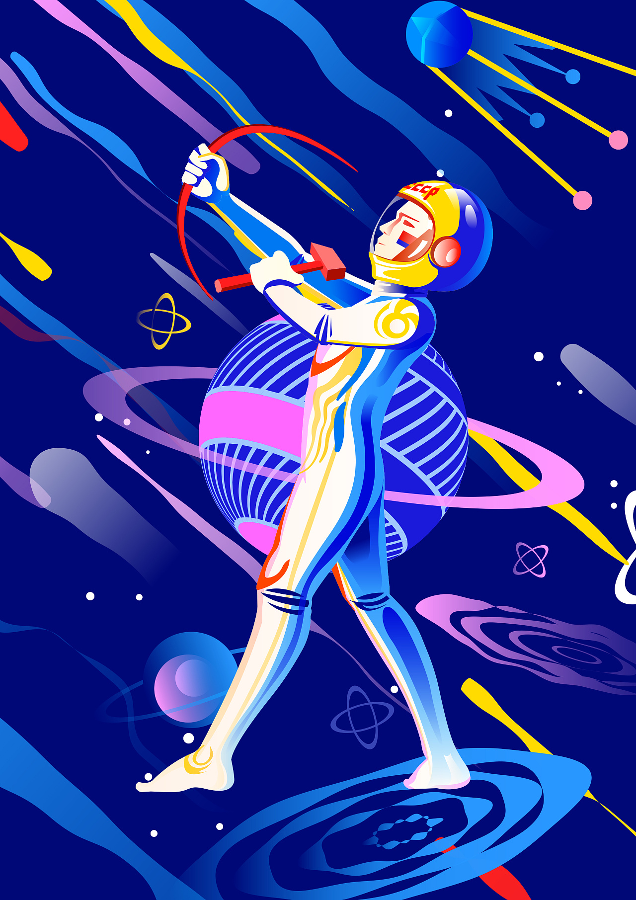 俄罗斯风格太空主题插画|平面|海报|未来格 - 原创作品 - 站酷 (zcool