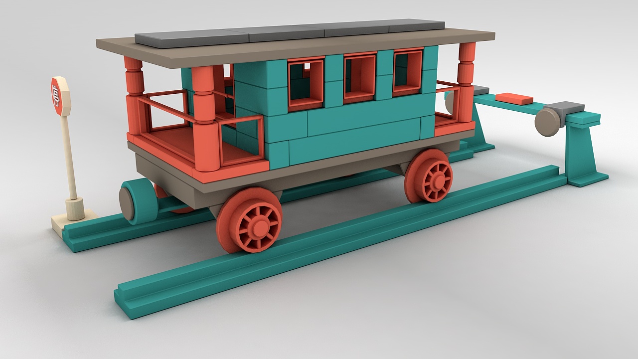 c4d积木火车厢