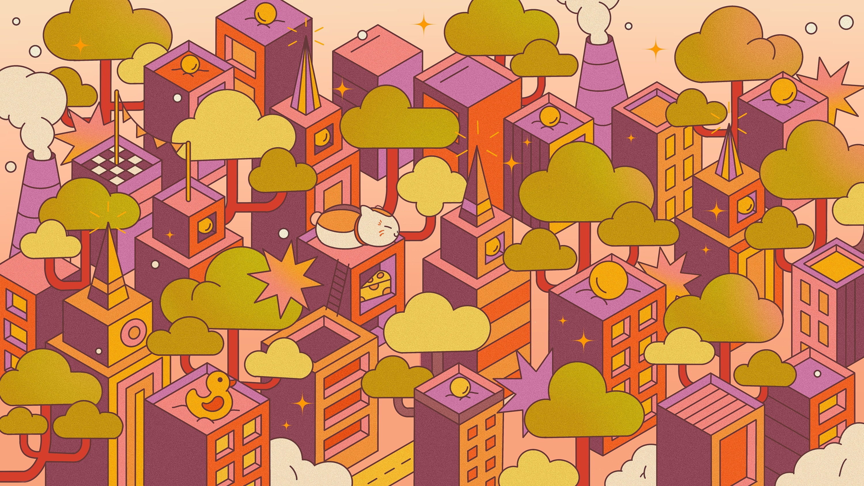 2.5d城市插画|插画|商业插画|鱼丸的丸 - 原创作品 - 站酷 (zcool)