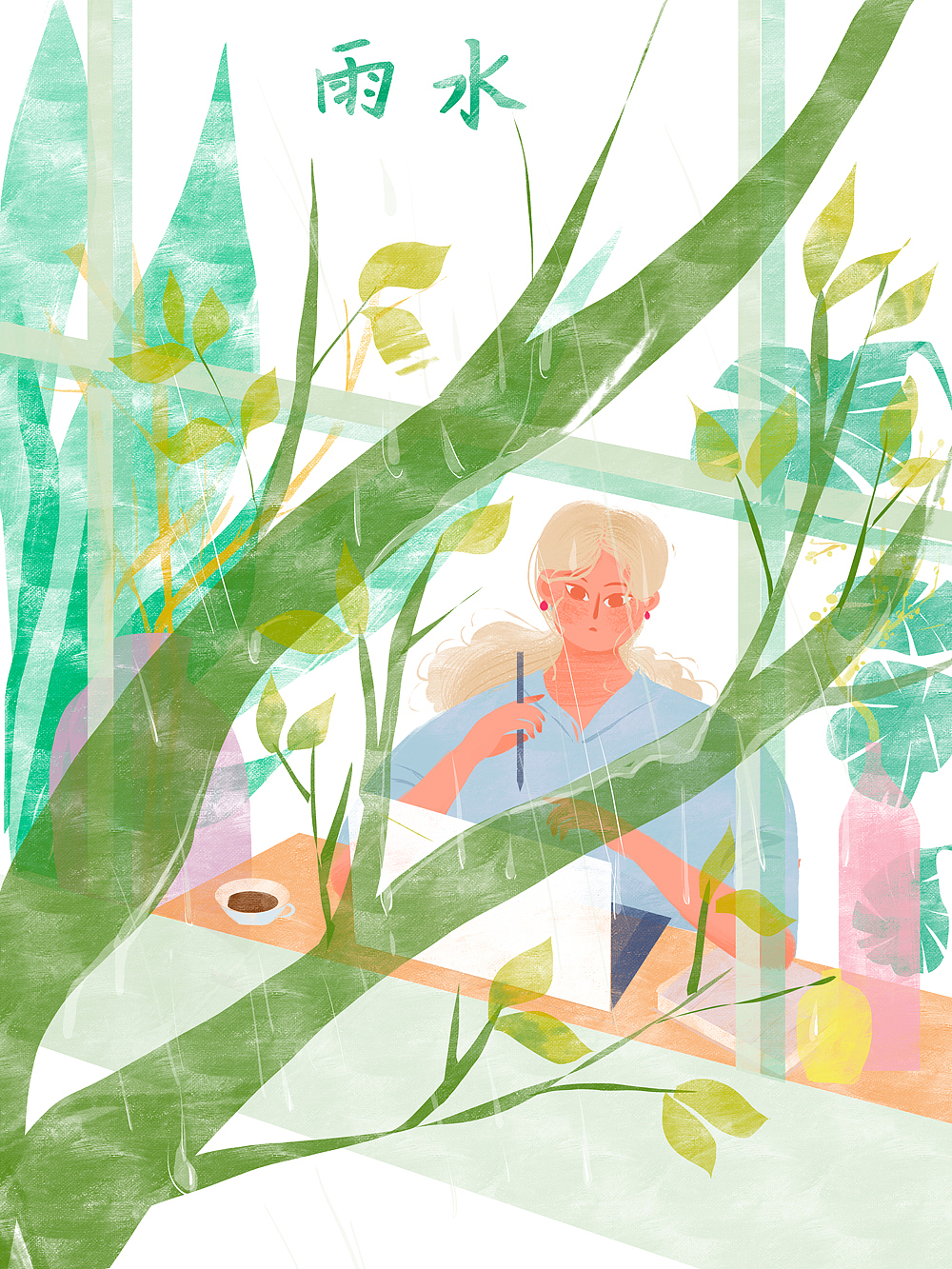 原创清新唯美二十四节气插画-春（图ZMTM1MjYxNDg0） - 商业插画 - 站酷设计师春木芽原创素材 - 站酷ZCOOL