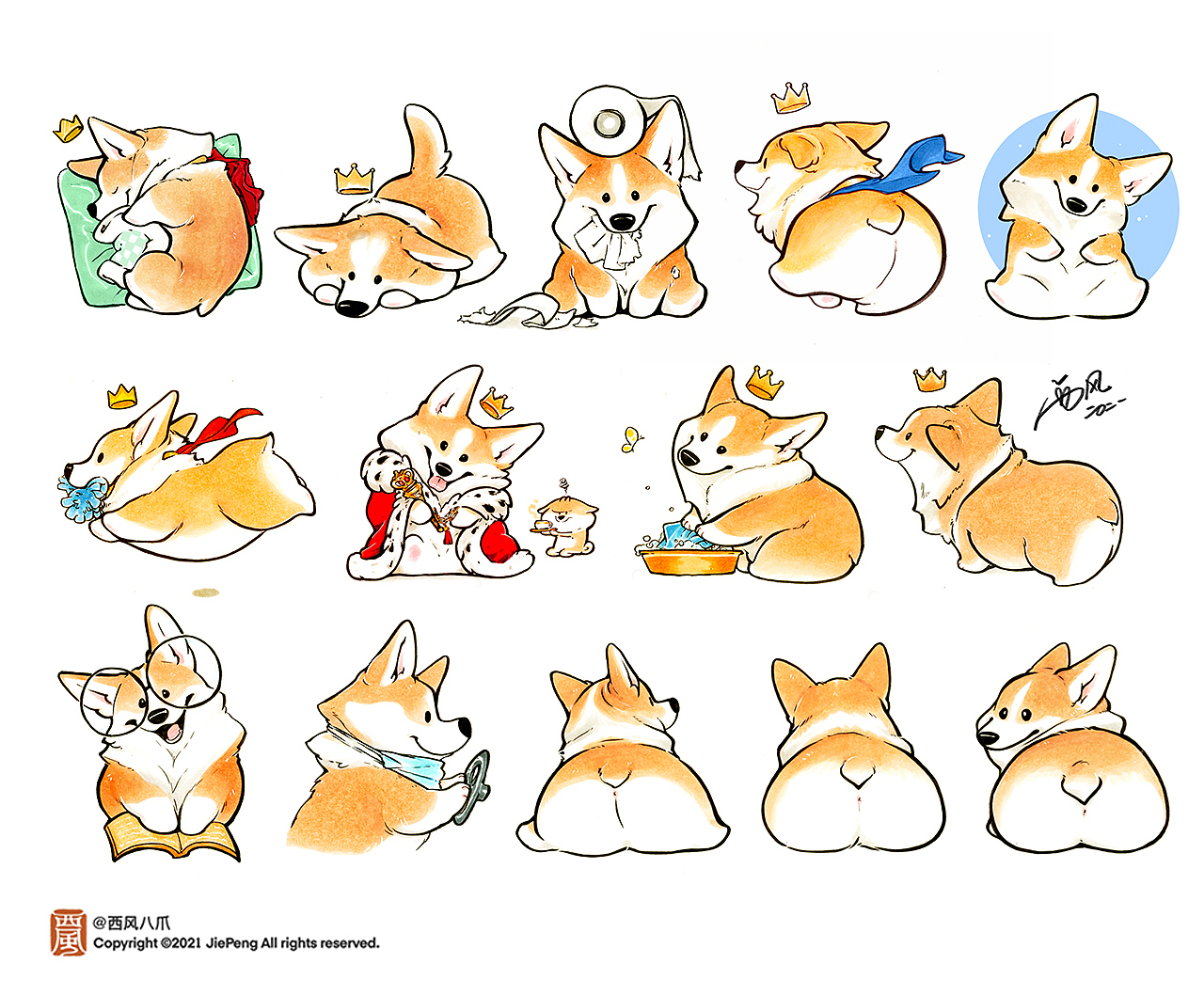 小肥基--柯基犬插画