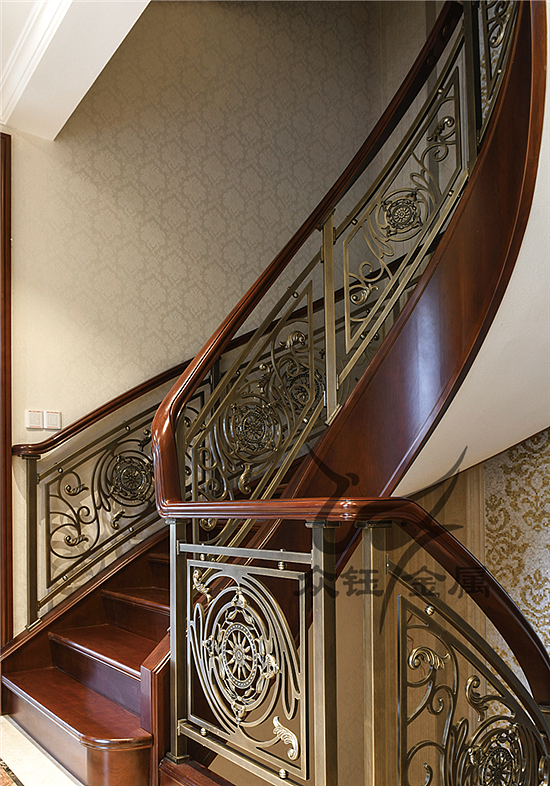欧式护栏铝板雕刻旋转楼梯护栏大气组装式铝板雕刻护栏
