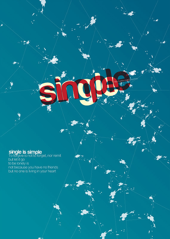 single is simple 
宽恕、原谅并不代表忘记,也不代表赦免,而是放自己一条生路。孤单不是有没有朋友,而是有没有人住在你心里。