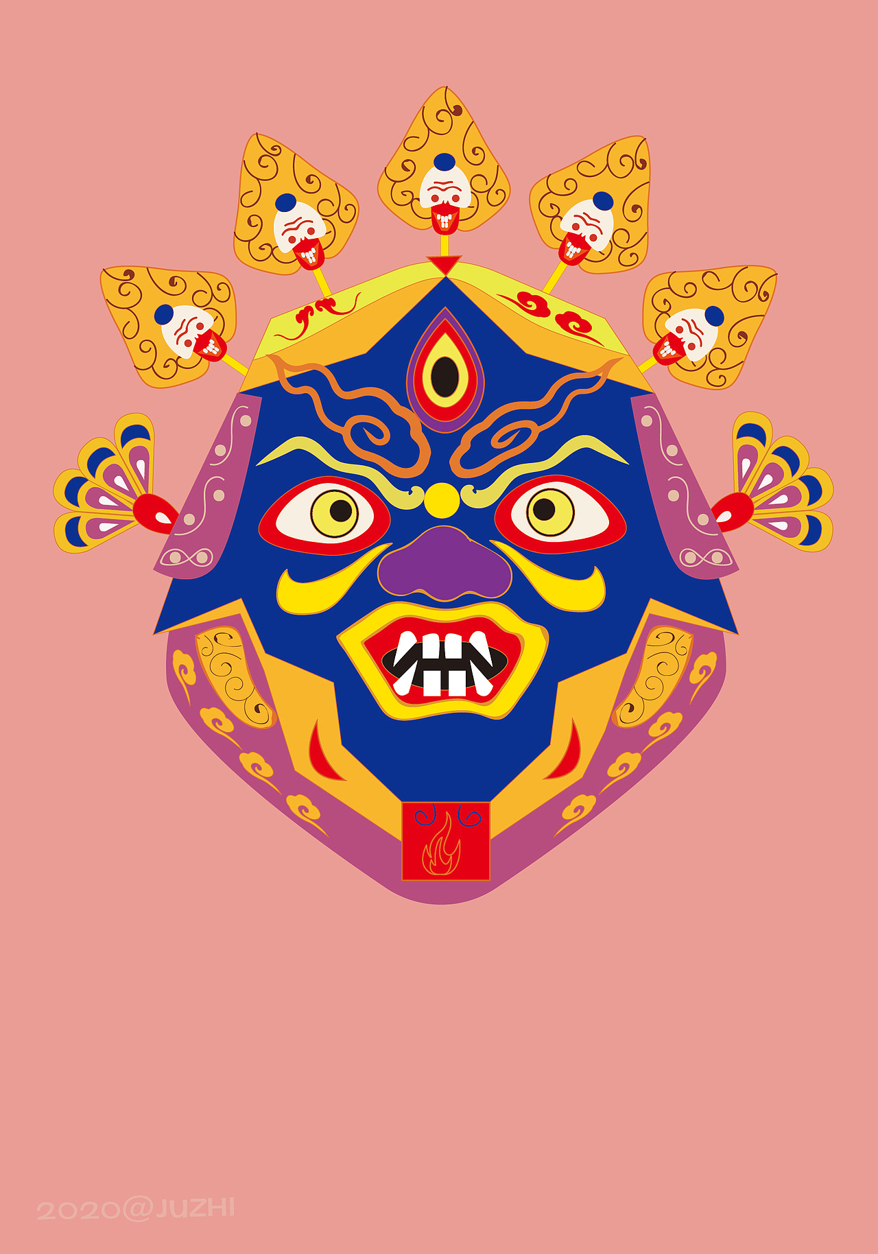 儺戲面具創(chuàng)作|（圖ZMjE5NTY0NjE2） - 藝術(shù)插畫 - 站酷設(shè)計(jì)師橘橘枳原創(chuàng)素材 - 站酷ZCOOL