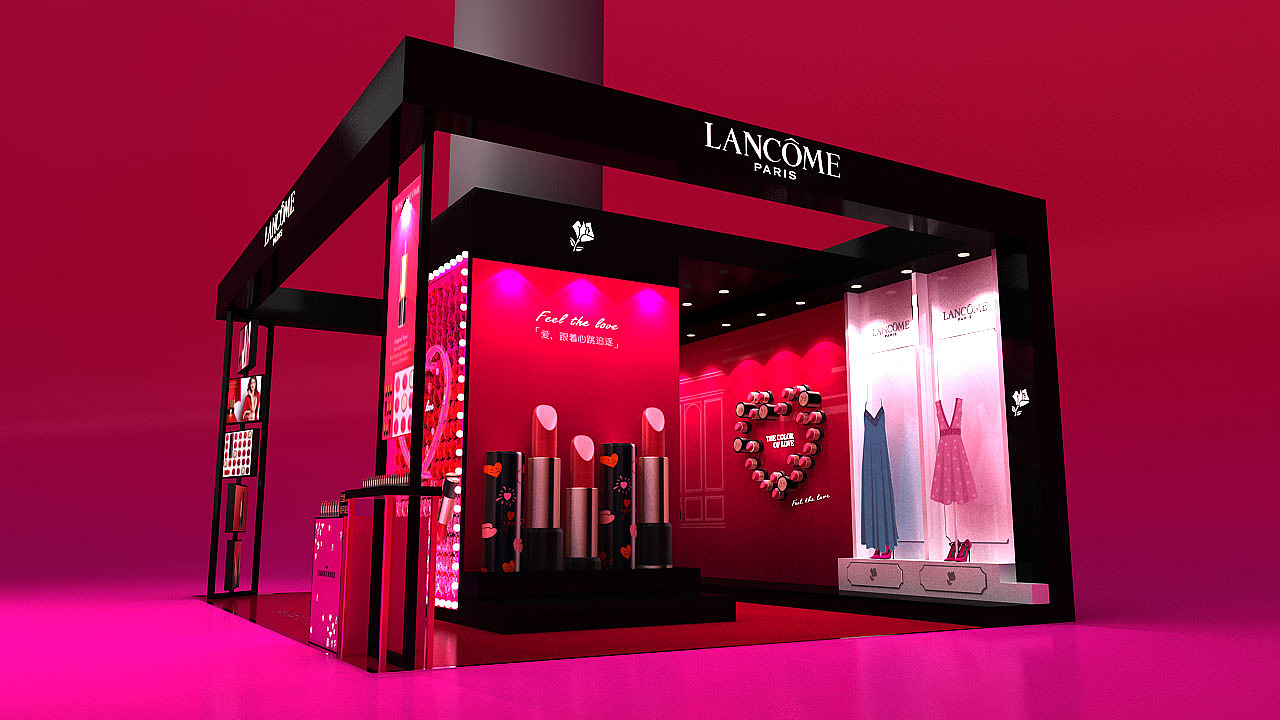 LANCOME New L'ABSOLU ROUGE 兰蔻金纯玫瑰丝缎唇膏 系列展台