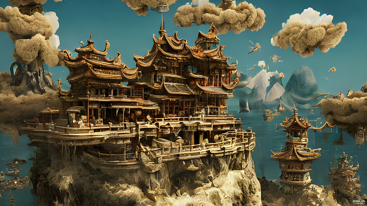 #AI创作实验室#神仙岛（图ZMzIwNTUxNjQw） - AI作品 - 站酷设计师MIAO喵JANELIN原创素材 - 站酷ZCOOL